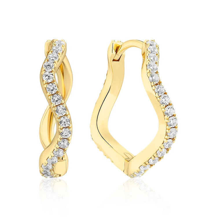 Ellera Waves Grande forgyldt øreringe