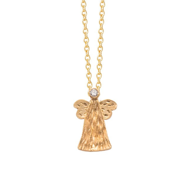 14 kt. Engel vedhæng lukket m/ 0,05ct W/Vs