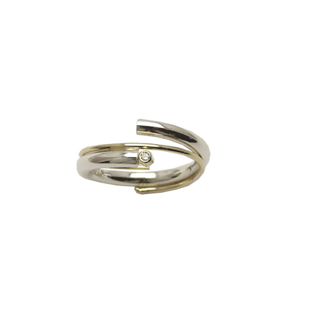 Sølvring m/14 kt & 0,02ct brill. W.VS