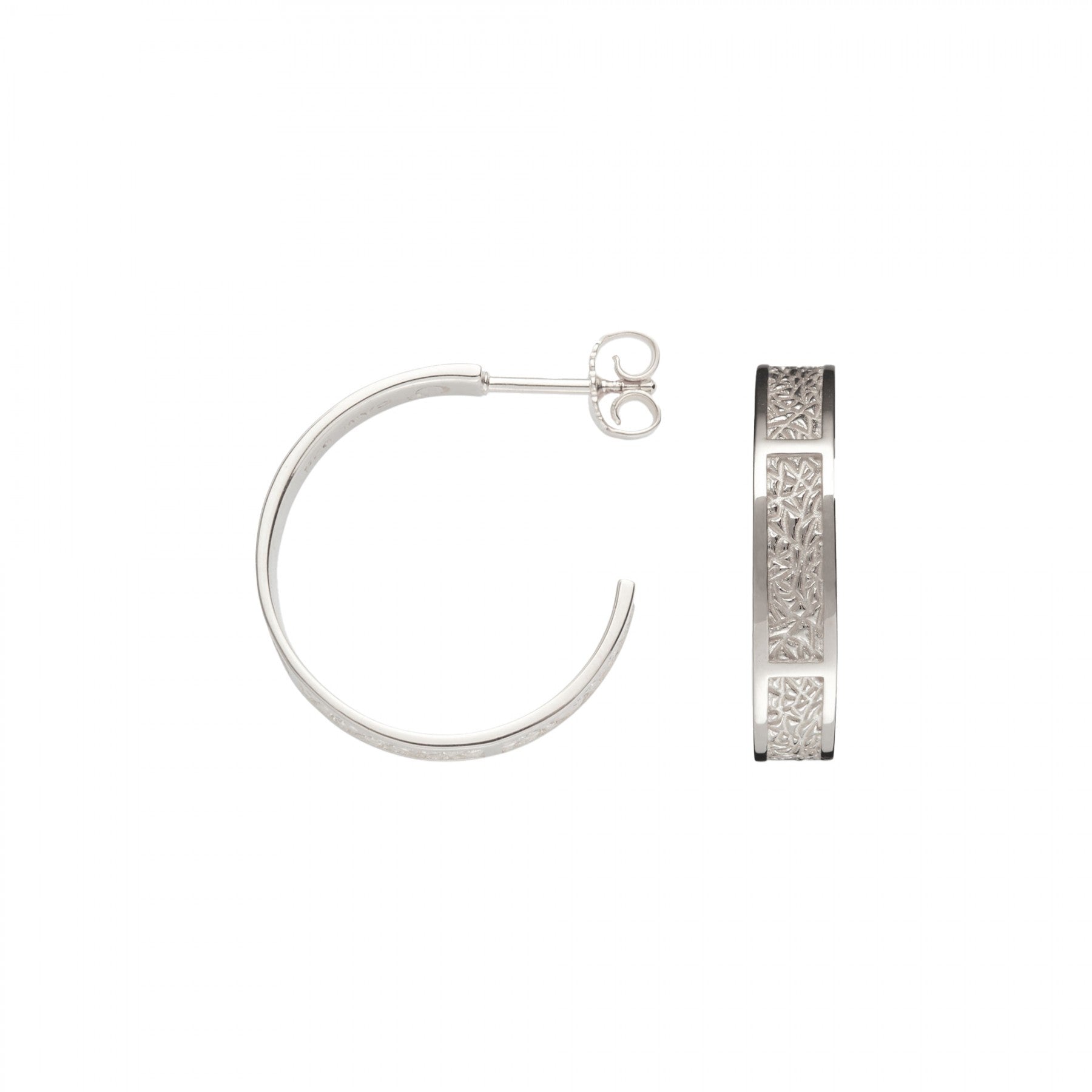 Små Tekstur Hoops sølv, par