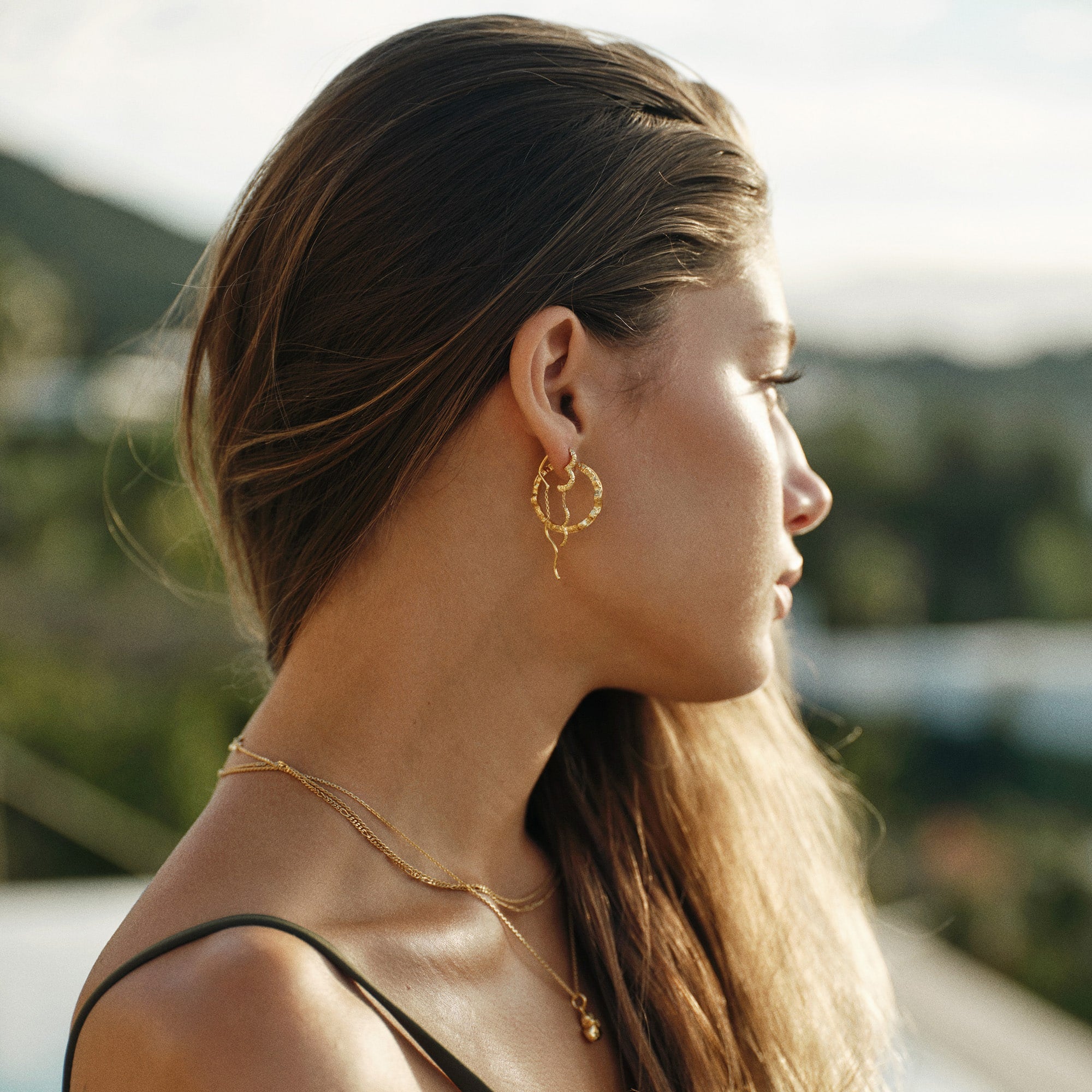 Large Shiny Sparkly forgyldte hoops