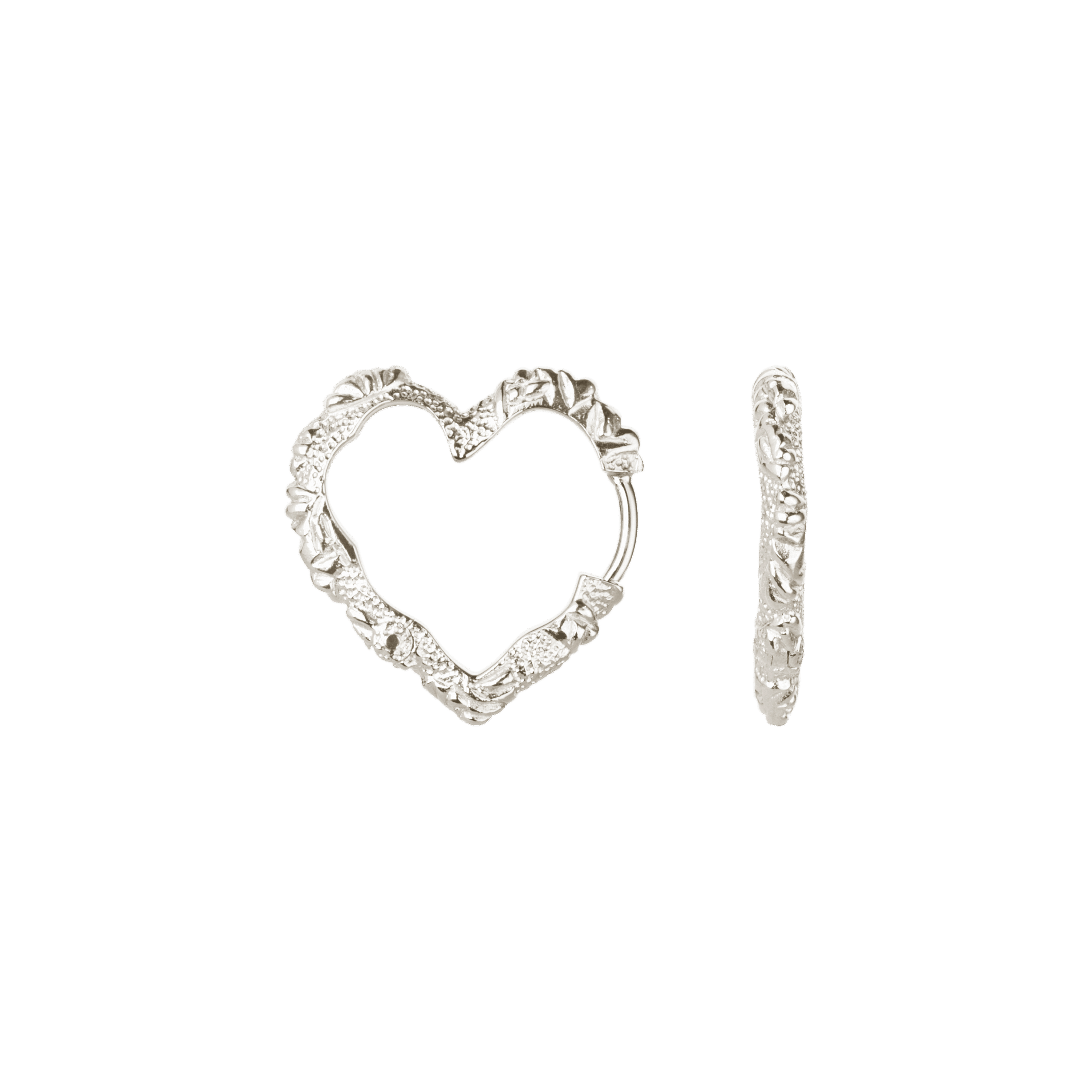 Sølv øreringe Medium Heart Crush Hoops