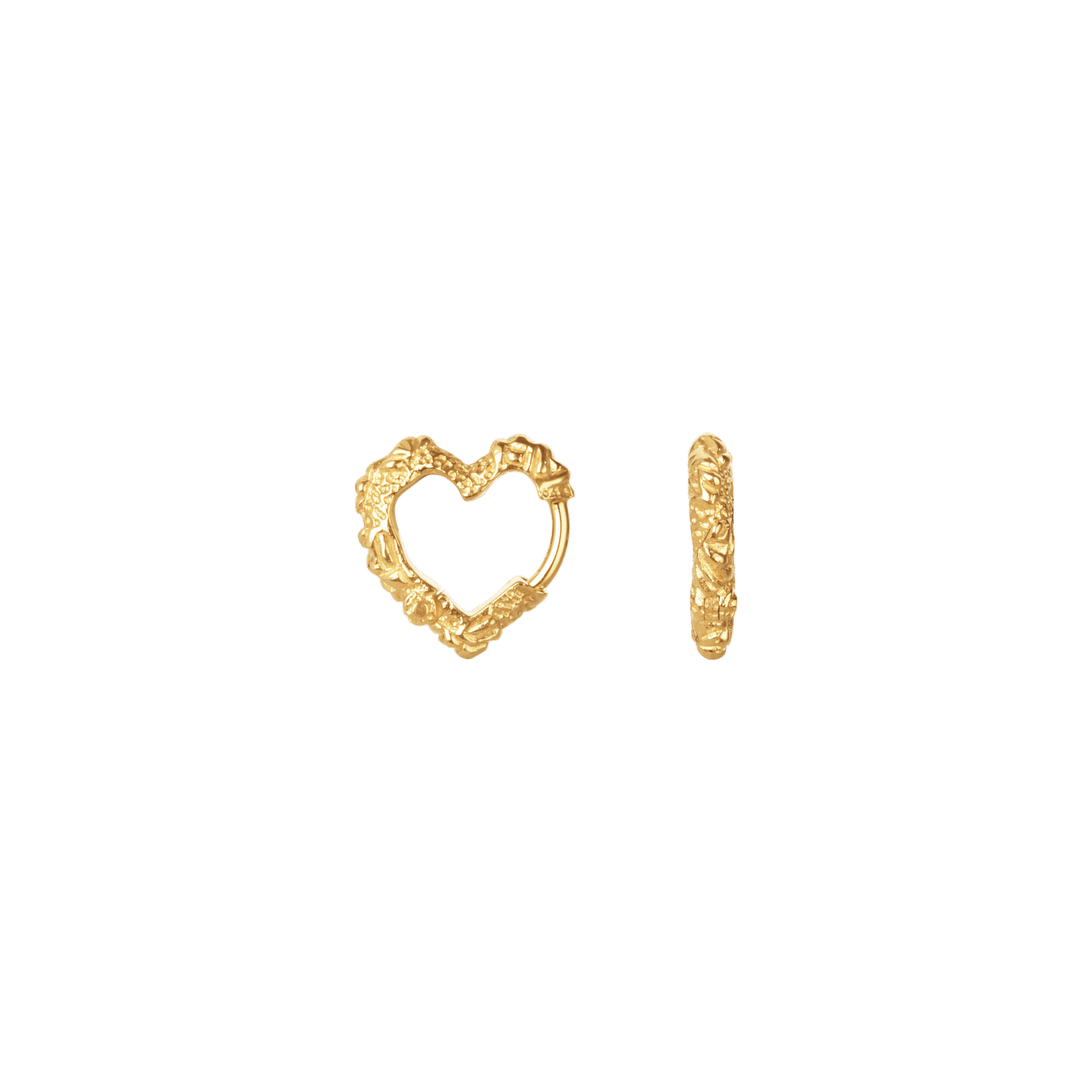 Sølvforgyldt øreringe Mini Heart Crush Hoops