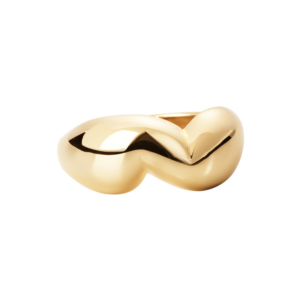 Medium Puffer ring sølv forgyldt