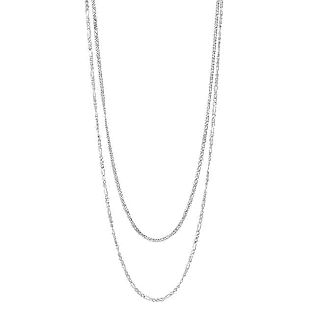 Rhd. sølv halskæde FIGARO52 40+45+5cm**