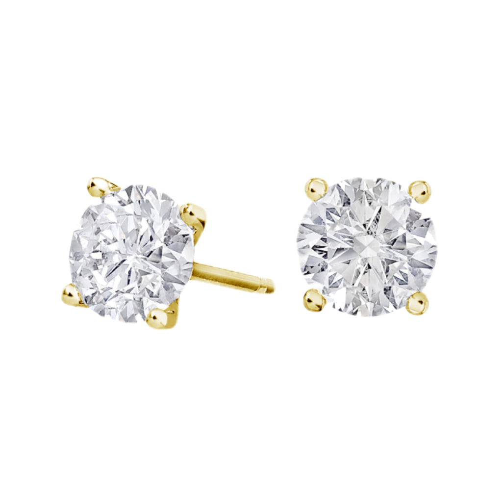 18 kt. diamant ørestikker m/1,03 ct i alt E-SI1 GIA