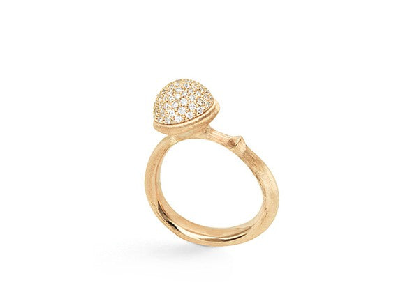 Ring mellem Lotus 18 karat rødguld paveret