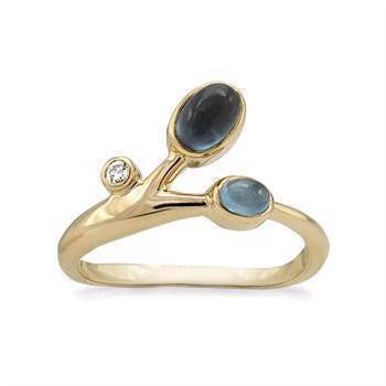14 kt. ring m. topas og brill. 0,03ct. CRY/SI