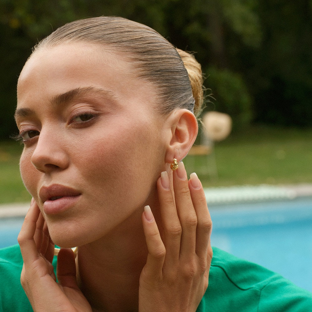 Lille Contrast Fusion Hoops forgyldt sølv