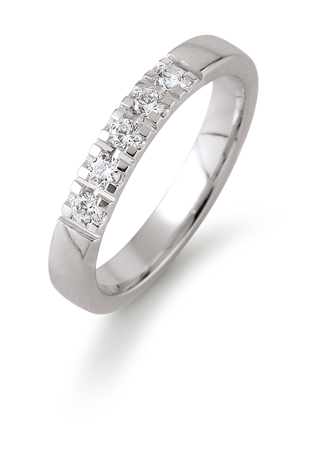 14 kt. Alliancering hvg. 5x0,07 ct.