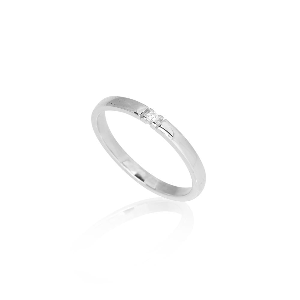 14 kt. hvg. all.ring m/1x0,02 ct. W-si Allianz