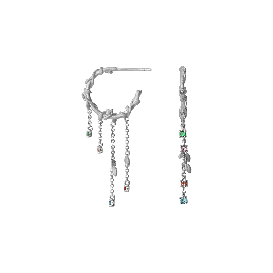Jungle Ivy hoops mini sølv m/farver