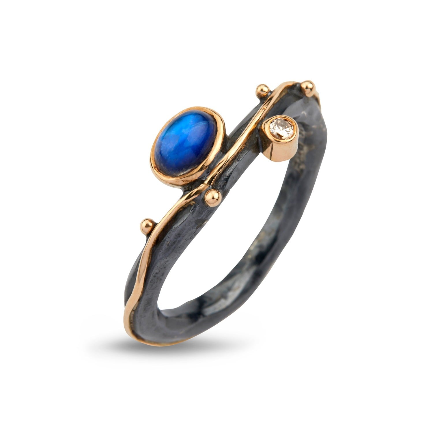 Sølvring Louise Rainbow Moon 0,05ct.bril+månesten