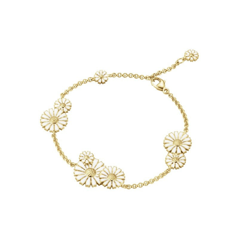 Daisy sølvarmb.forg m/hvid emalje, 9 blomster
