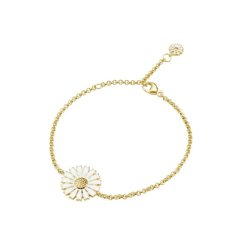 Daisy armbånd sølv forg. m/hvid emalje 15mm