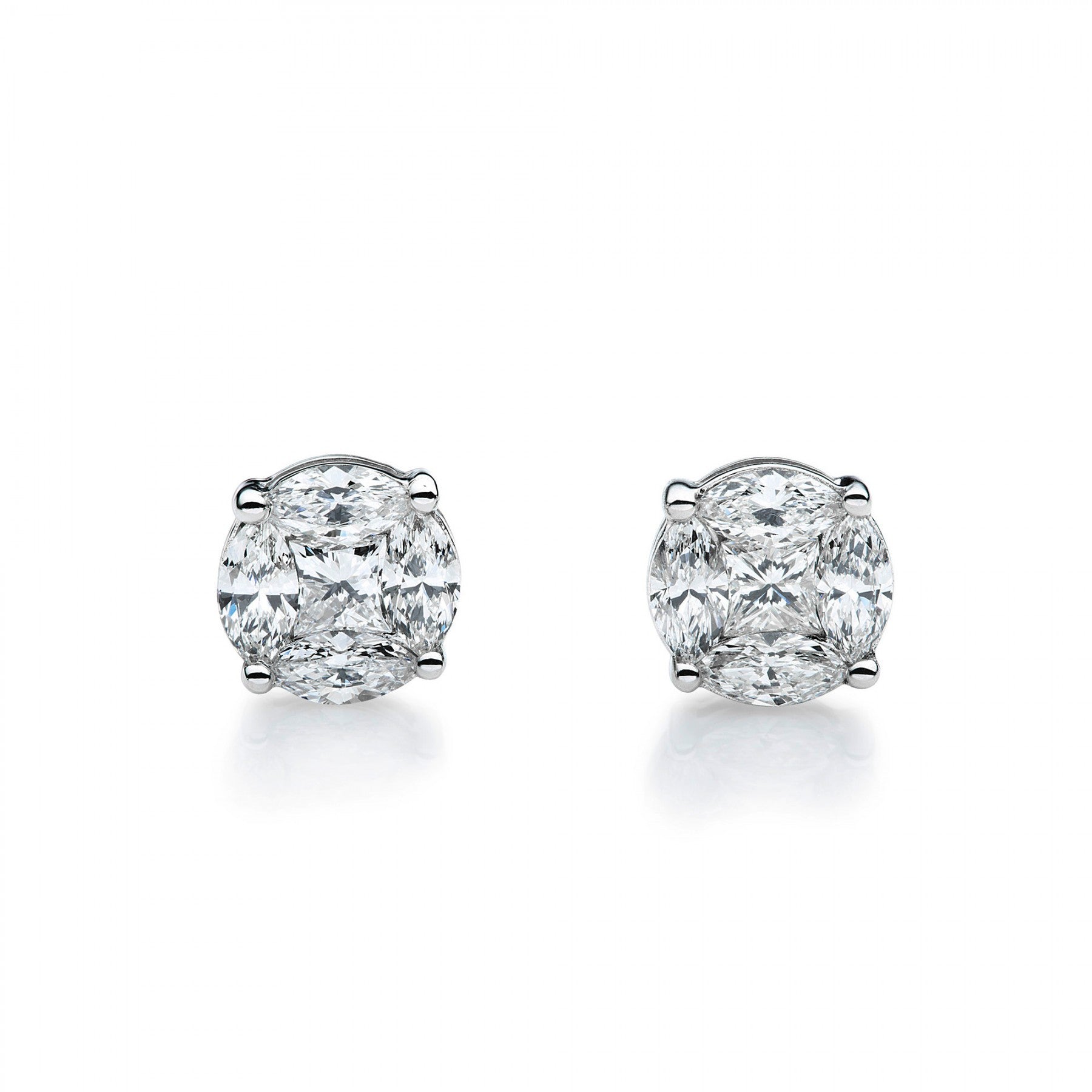 18 kt. hvg.øs 2xPrinc.cut 0,17ct 8xNav.0,53ct.