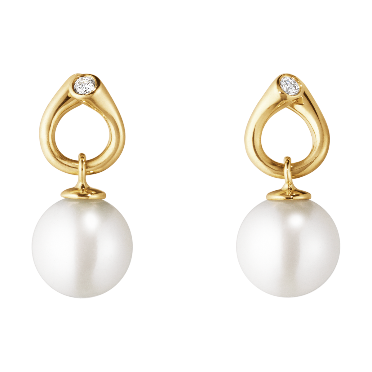 Magic øreringe 18 kt. LG m/Perle+Diam.0,04ct 1513C