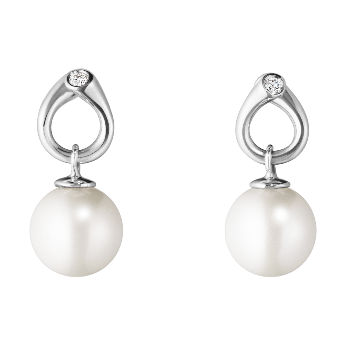 Magic øreringe 18 kt. hvidg.m/Perle+0,04ct Diam