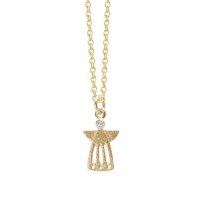 14 kt. vedhæng Skytsengel lille åben m. synt. zirk