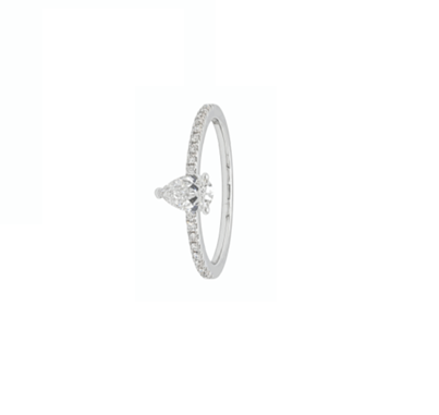 18 kt. hvidguldsring m/dråbesleben diamant 0,50 ct. GIA