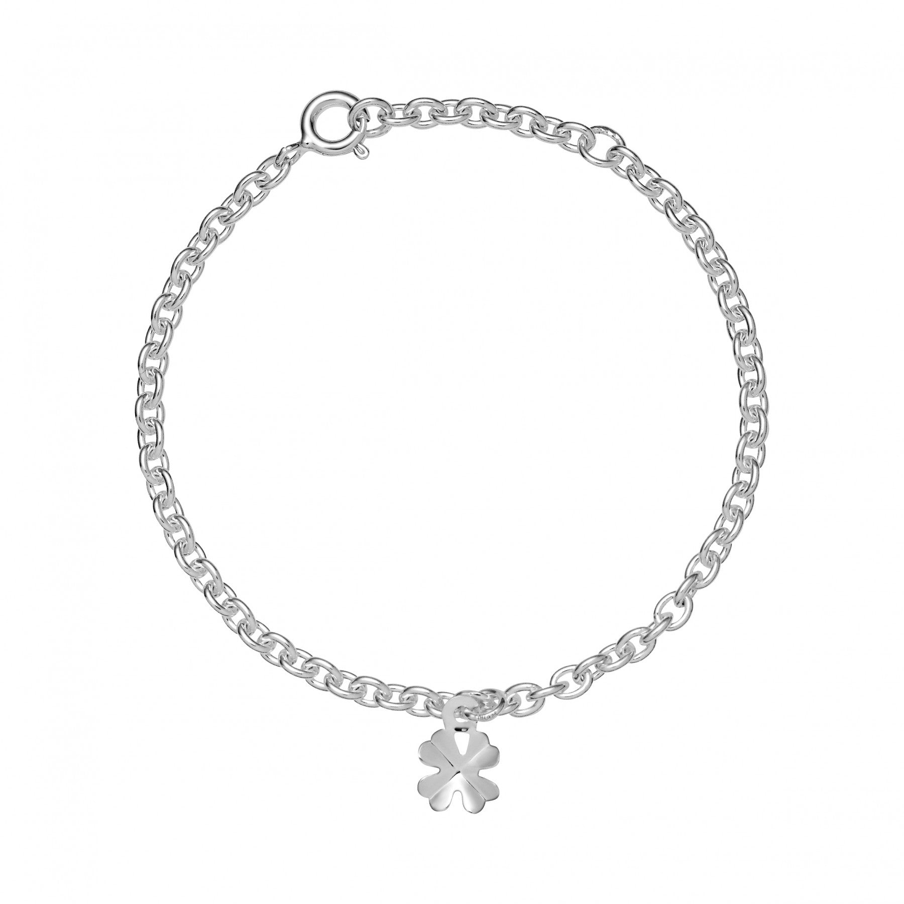 Sølv børnearmbånd m/kløver 14-16 cm