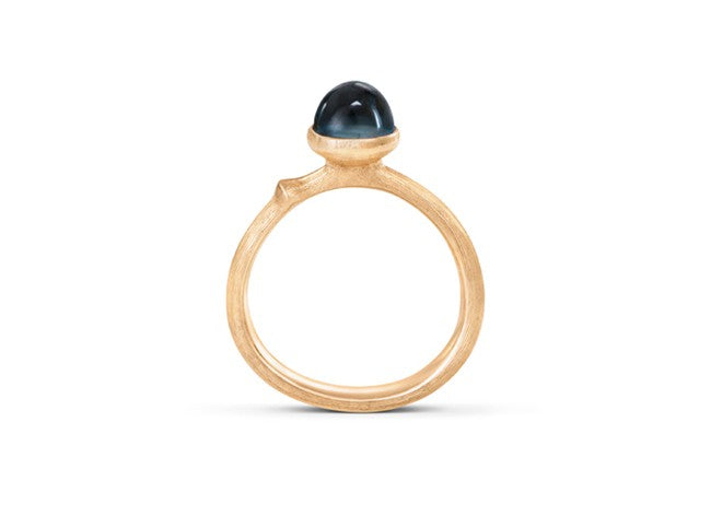 Lotus ring 18 kt. m/blå topaz str.0