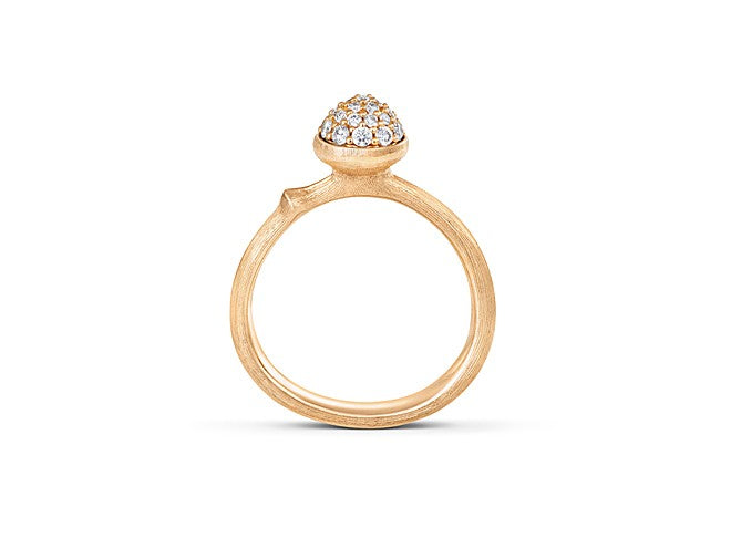 Ring lille Lotus 18 kt rødguld paveret m. 26 brill