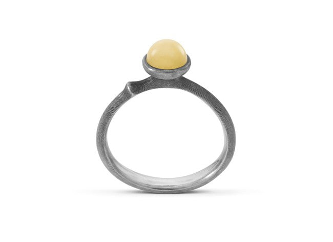 Ring Lotus str. 0 - Tiny - Sterling sølv med rav