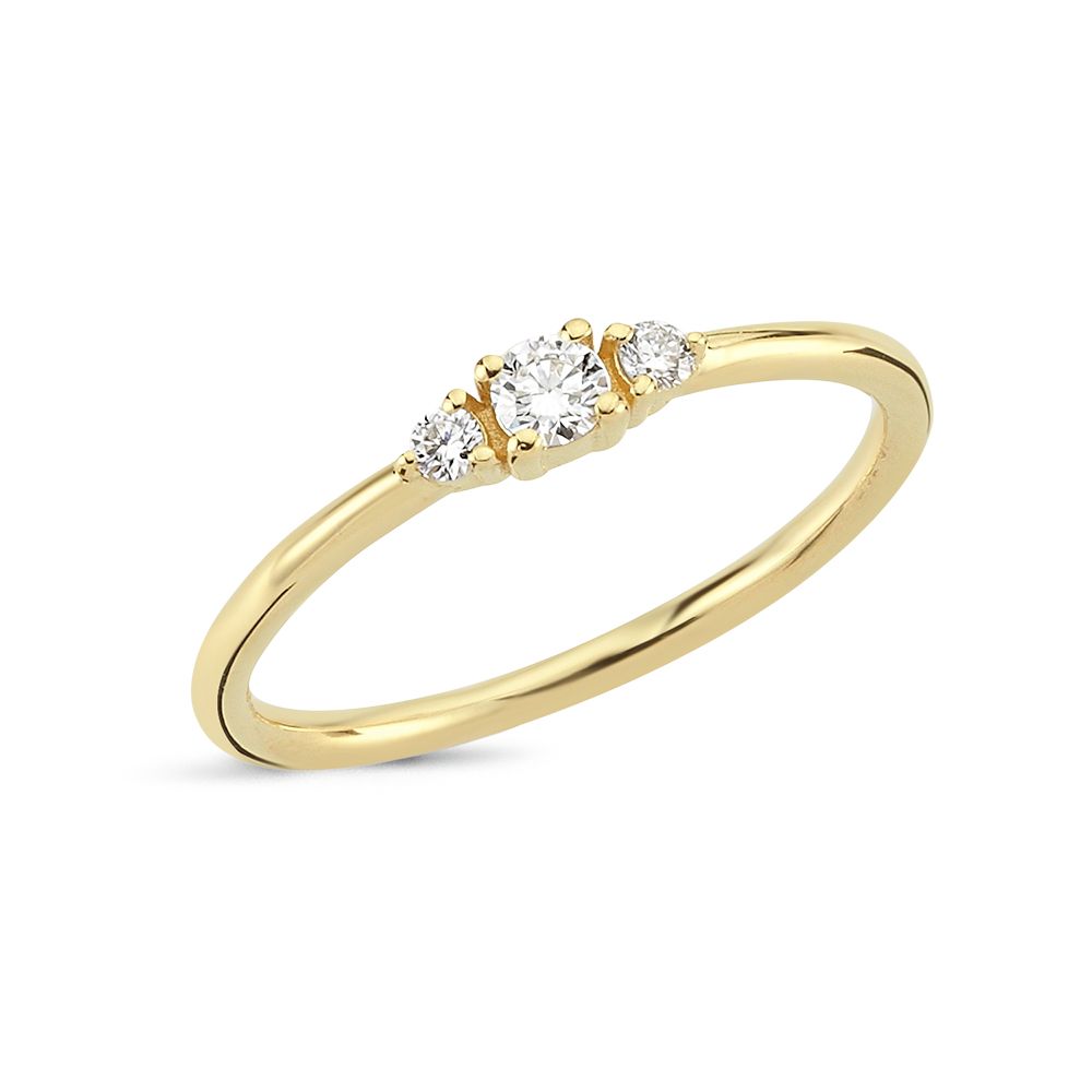 14 kt. ring Petit 1x0,10+2x0,025ct W.Si