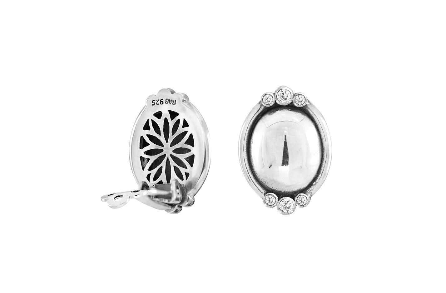 Sølvøreclips rabinovich antik oxyd. synt.zirc.**