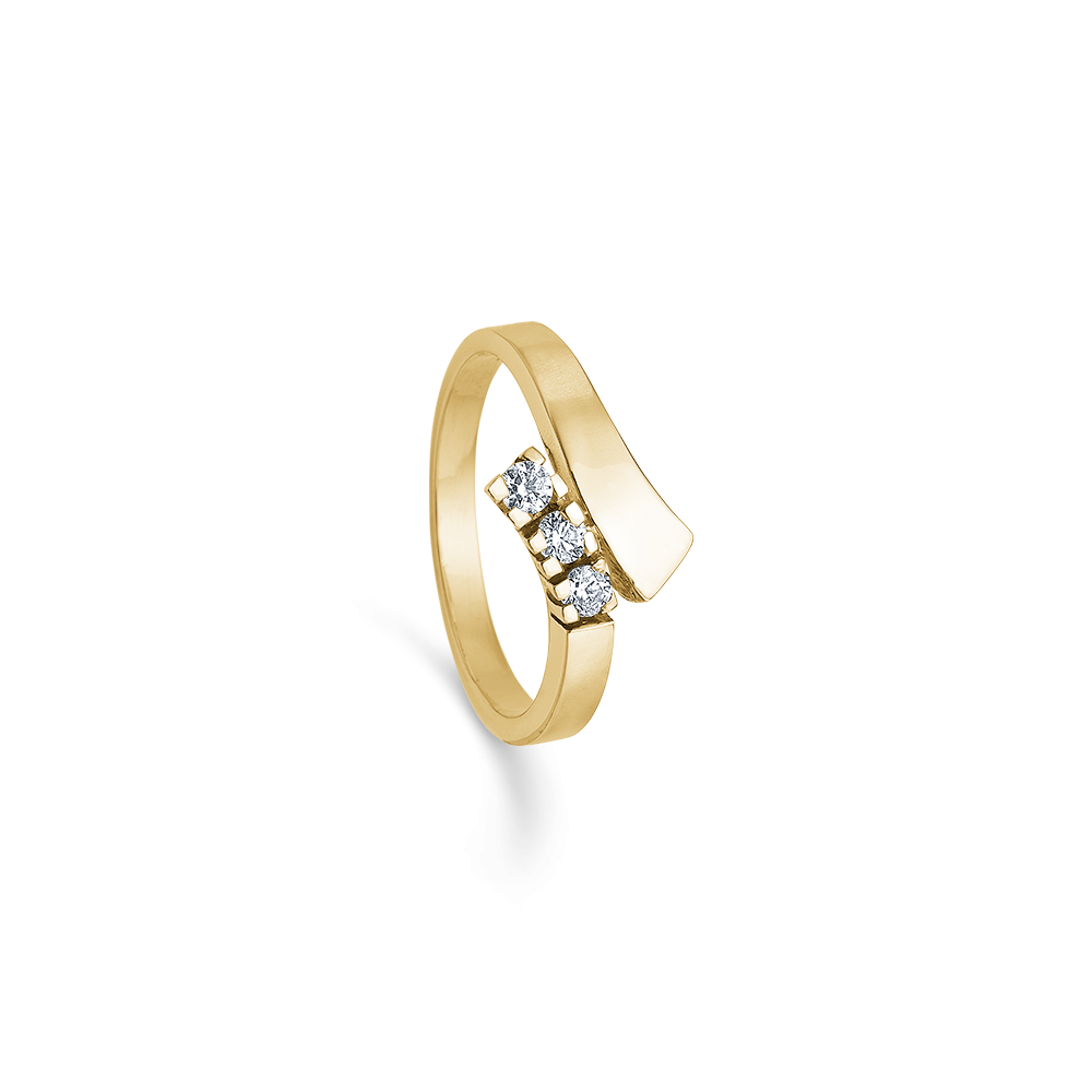 14 kt. ring m. 3 x 0,03 ct. w/si