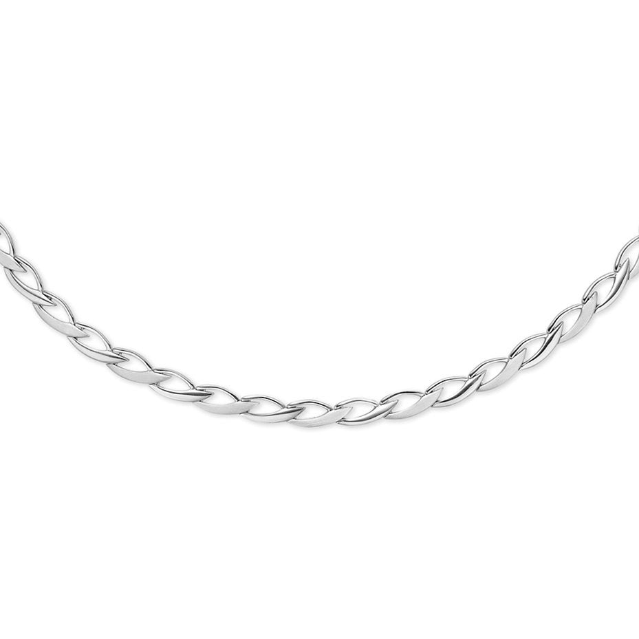Sølv collier vredne led bl/mat, 45cm. Rds.Sølv