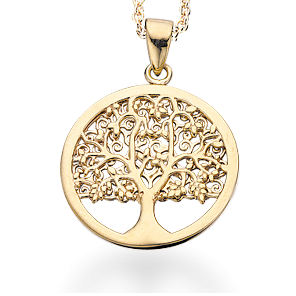 Sølvvedhæng forgyldt. m/kæde, Livets træ