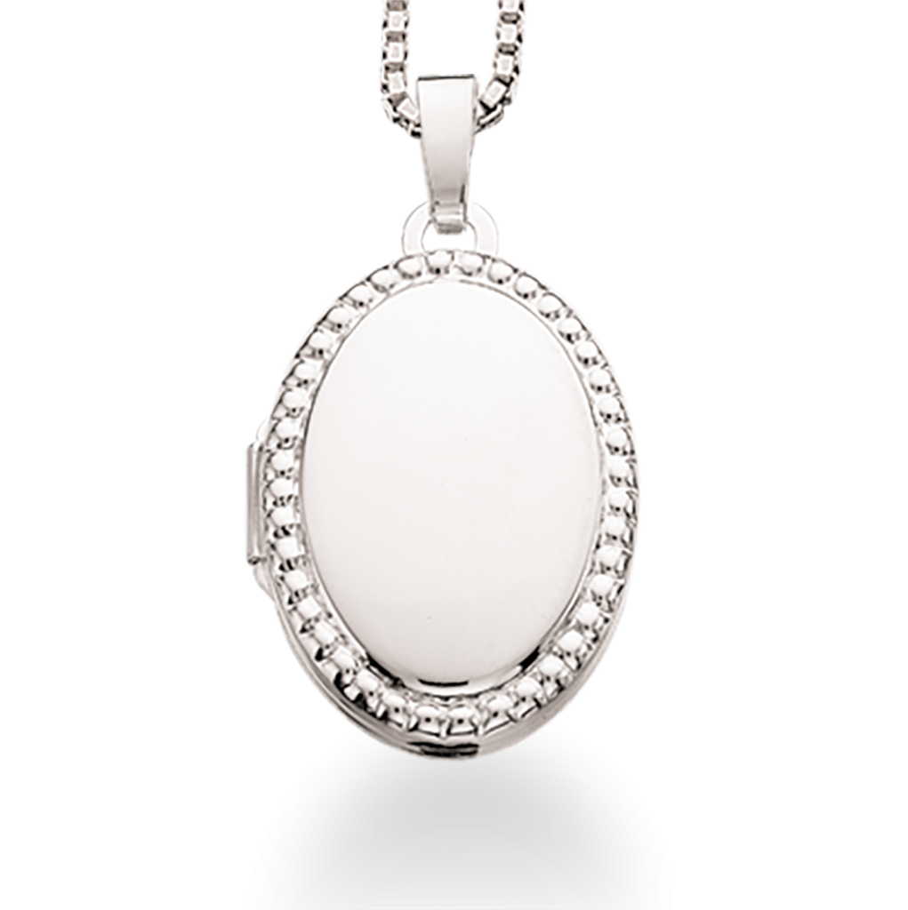 Sølv medaljon oval m/kæde 14x18 mm