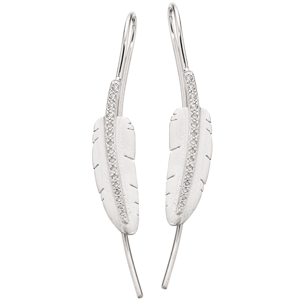 Ørebøjle fjer zir. sølv**