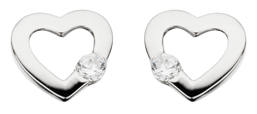Ørestik hjerte zir. sølv