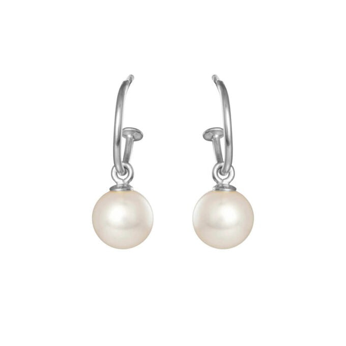 Sølv creoler m/perle 8-8½ mm.