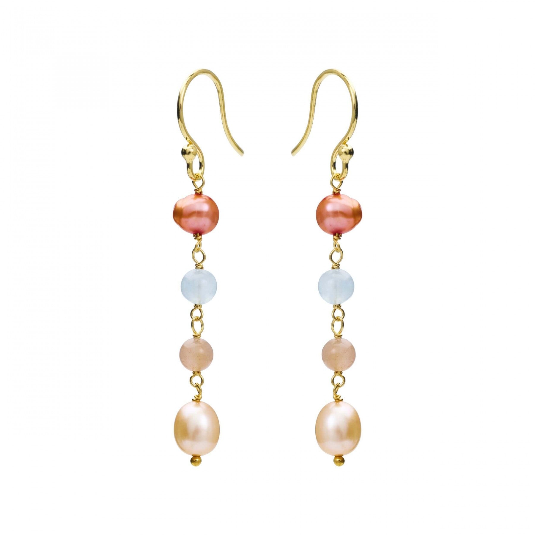 Sølvørebøjler forgyldt m/akvamarin,farvede fwp