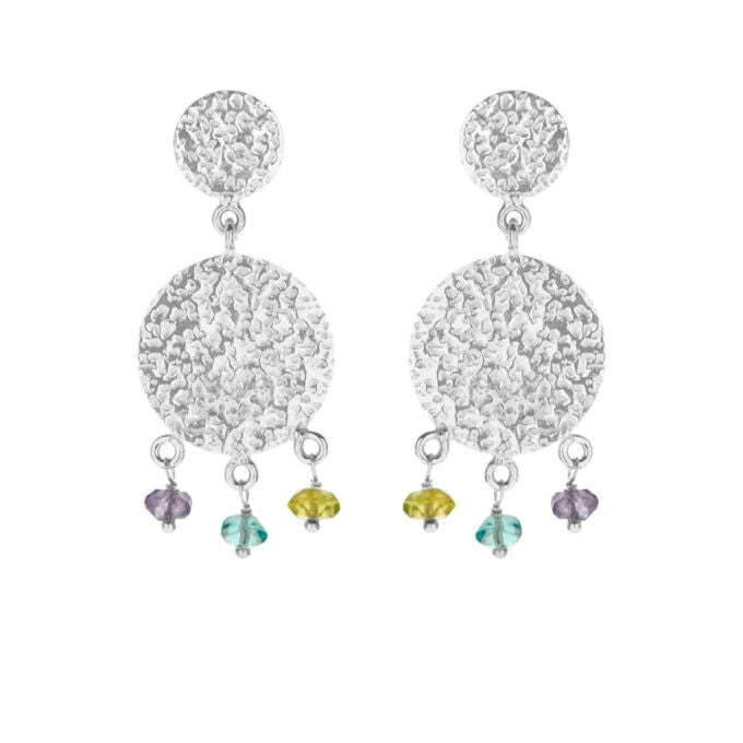 Sølv øreringe rå duo mix apetit, iolit, peridot