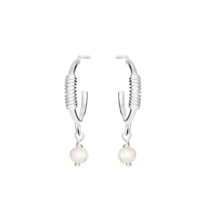 Sølv creol blank 11 mm. m/spiral+hvid fwp