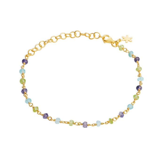 Sølvforgyldt armbånd viklet 3-4mm apatit, iolit