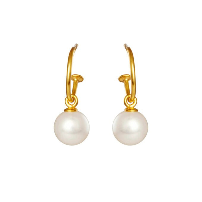 Sølv creoler forgyldt m/perle