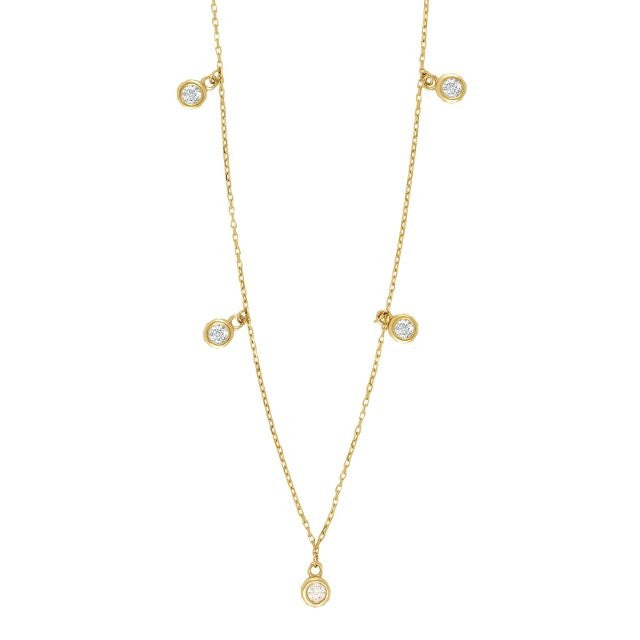 8kt. Guldkæde m. 5 cz i rørfatning 42+3cm