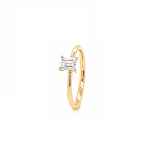 18 kt. smaragdsleben diamantring m/0,50 ct. F-SI1 GIA