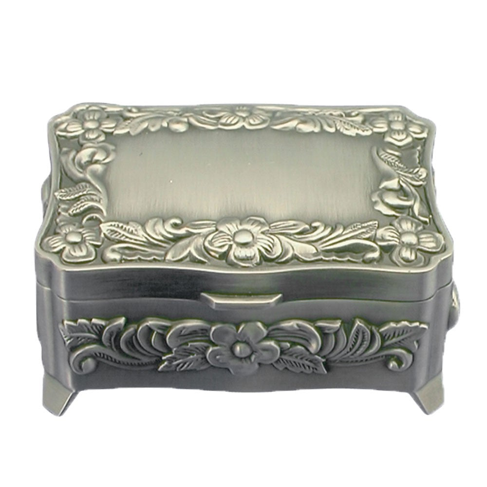 Fortinnet smykkeskrin m/blomst