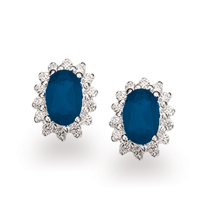 Ørepynt roset blå zir./zir. sølv