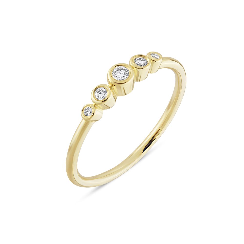 14 kt. Tube ring m/1x0,04 2x0,02 ct. 2x0,01 ct. W-si
