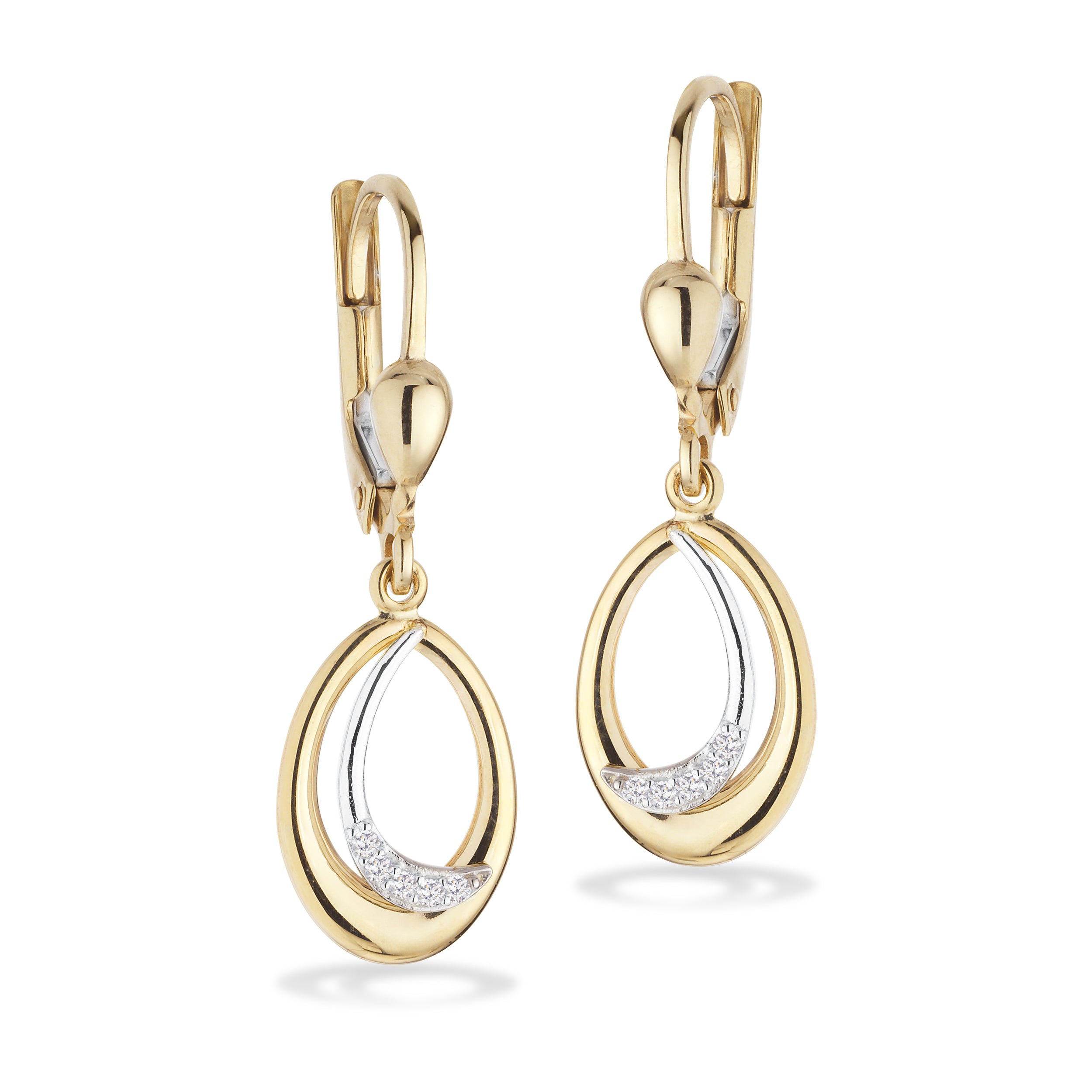 8 kt. ørebøjle rd/hv. cubic zirk.