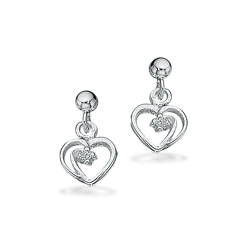 Ørehænger hjerte zir. sølv