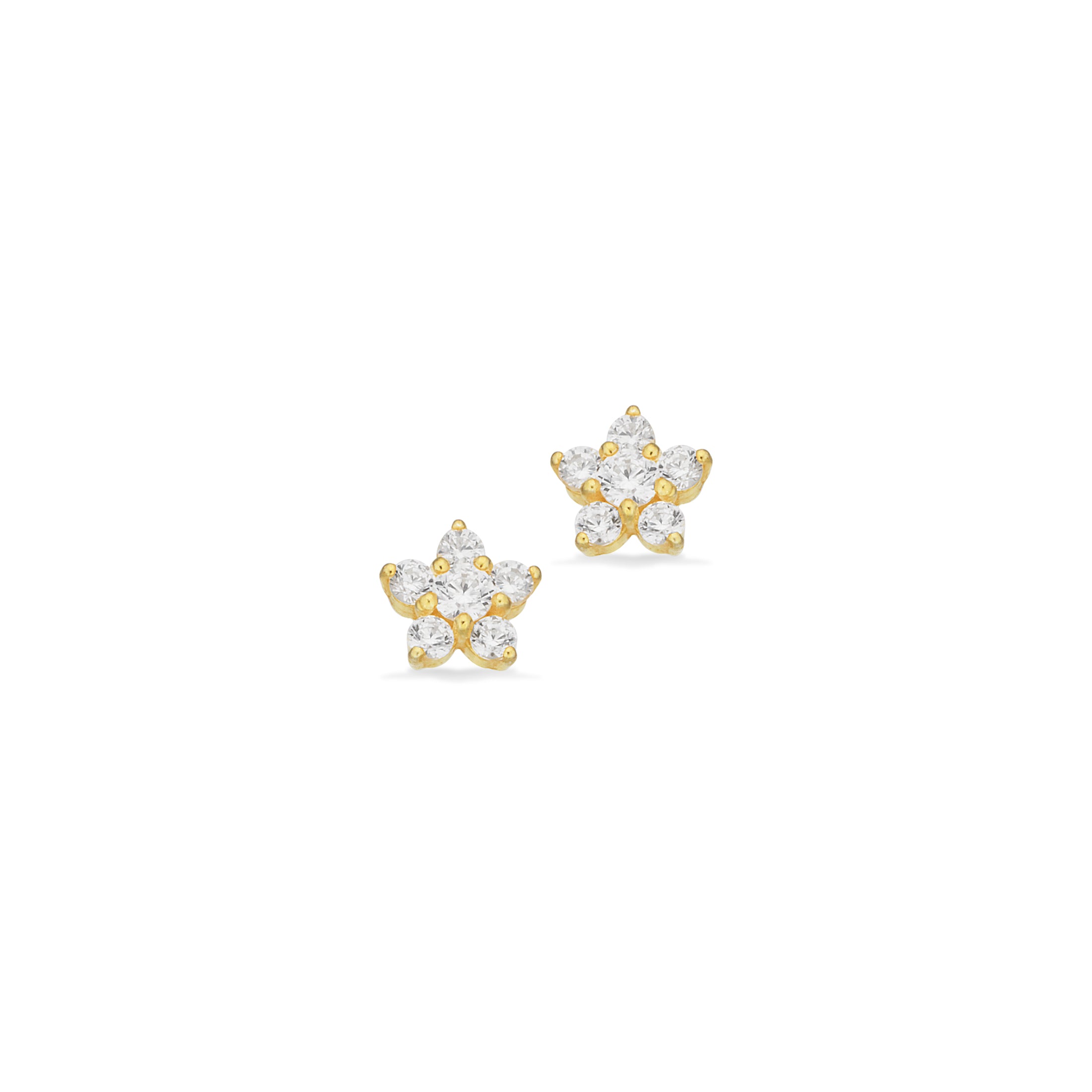 Forgyldt ørestikker blomst cubic zirk.